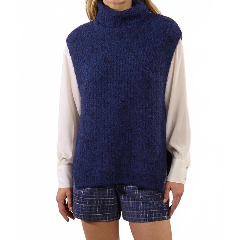 NEW MOLLY BRACKEN open side knit sleeveless sweater in blue